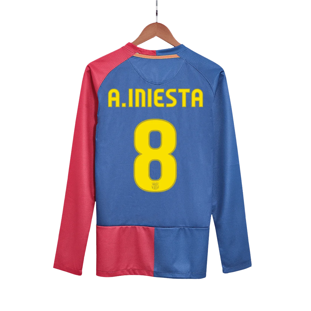 Retro Soccer Jersey A.INIESTA #8 Barcelona Home Long Sleeve 2008/09 – UCL Final – UCL