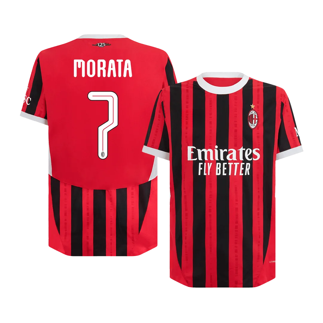 MORATA #7 AC Milan Home Authentic Soccer Jersey - UCL