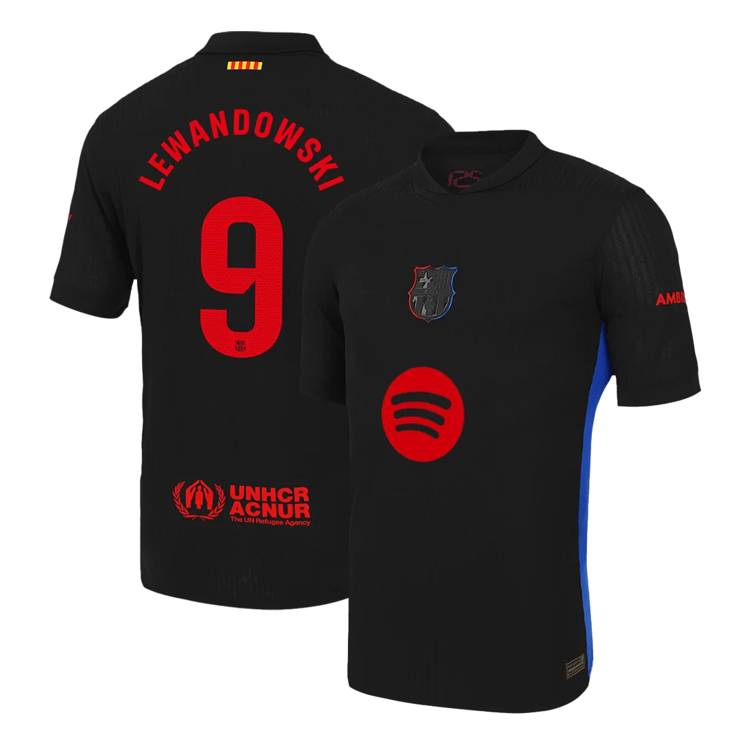 LEWANDOWSKI #9 Barcelona Away Player Version Jersey - Spotify Logo Without Text