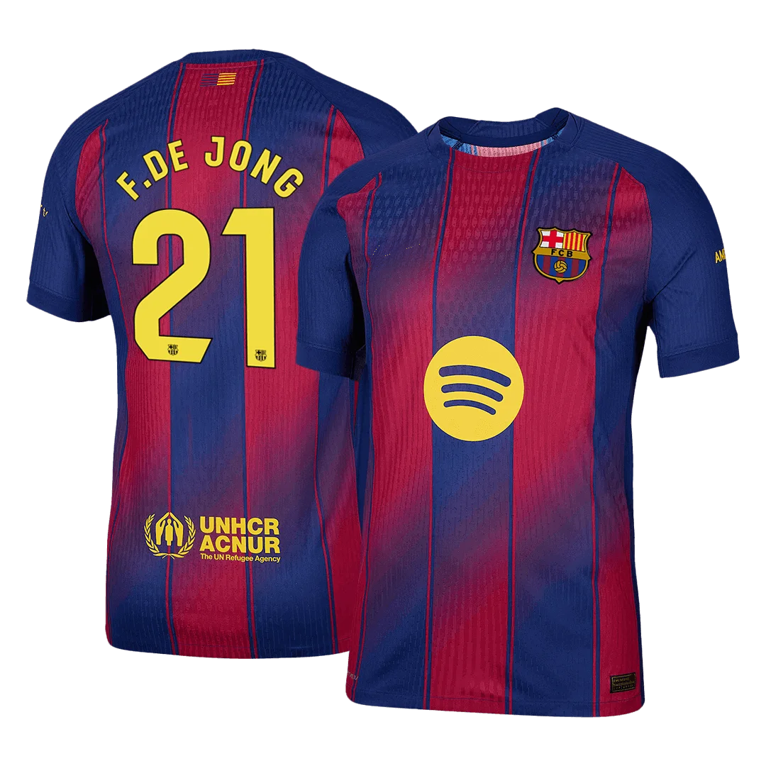 F.DE JONG #21 Barcelona Home Player Version Jersey 2025/26
