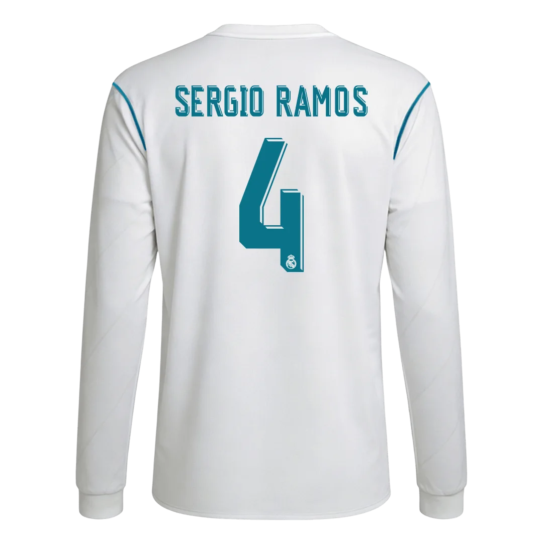 Retro Soccer Jersey SERGIO RAMOS #4 Real Madrid Home Long Sleeve 2017/18
