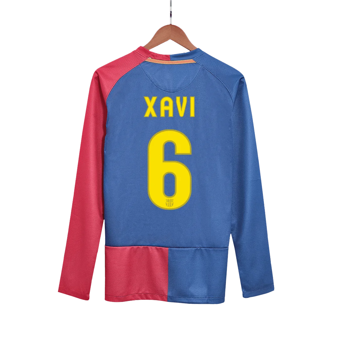 Retro Soccer Jersey XAVI #6 Barcelona Home Long Sleeve 2008/09 – UCL Final – UCL