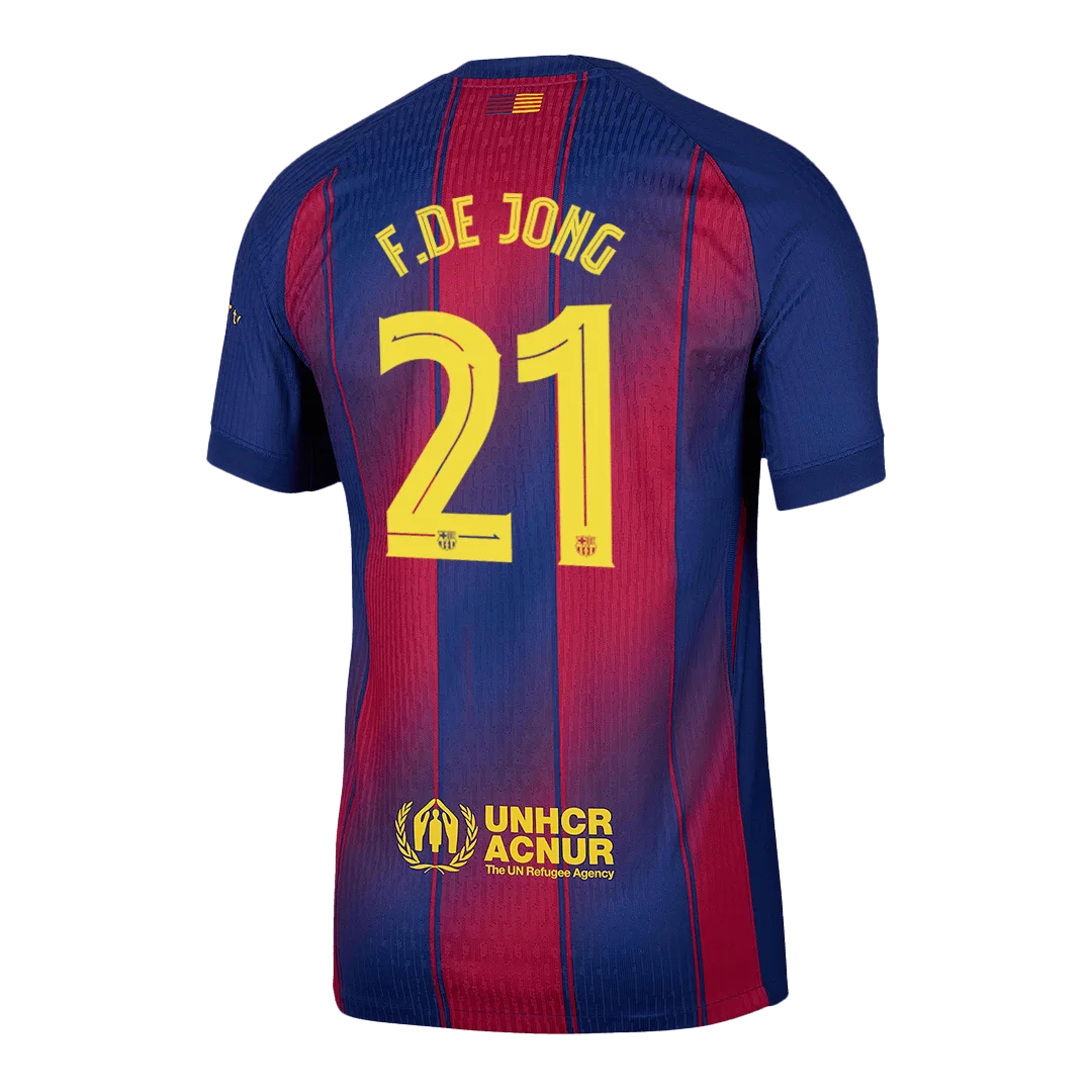 F.DE JONG #21 Barcelona Home Player Version Jersey 2025/26 – UCL