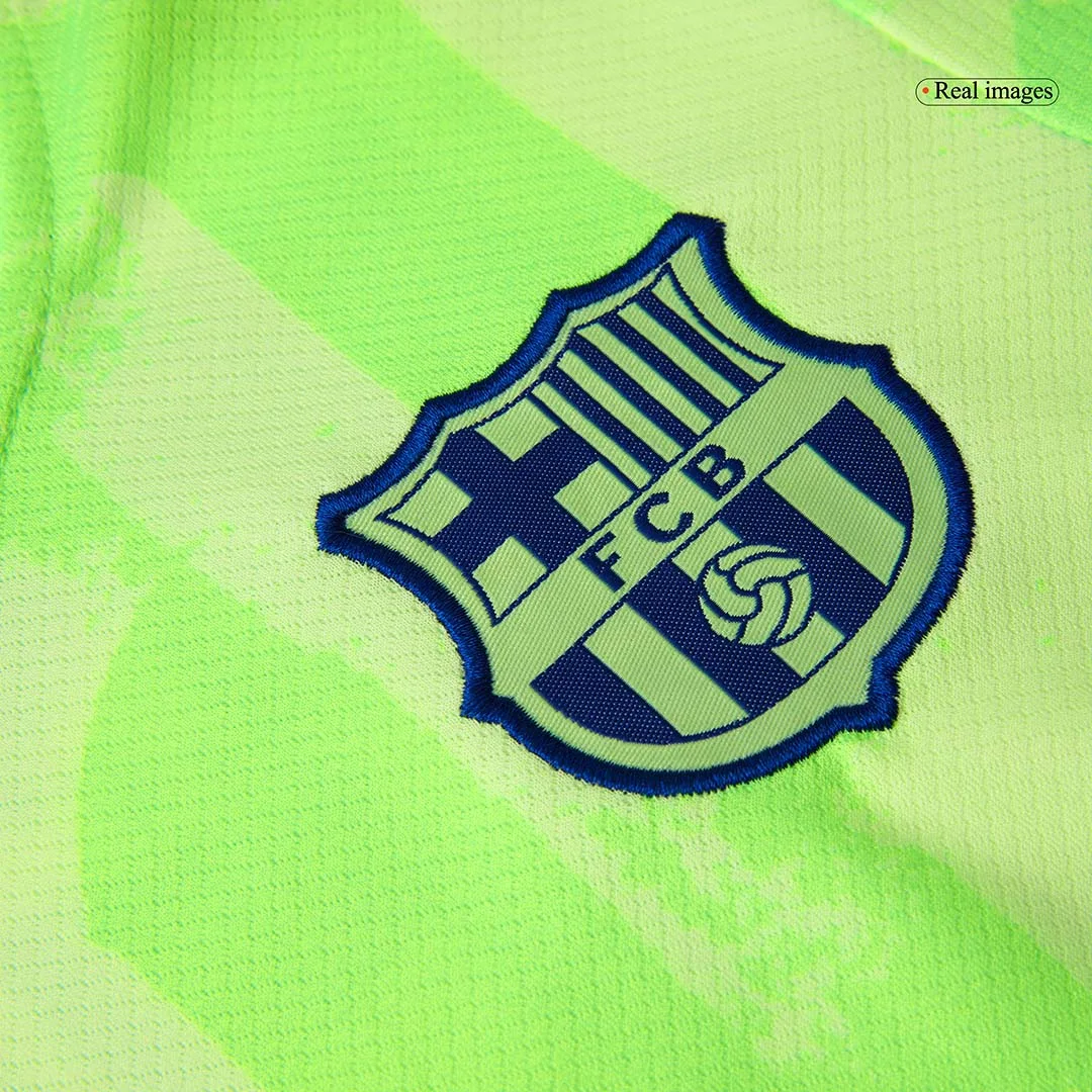 Barcelona Third Away Kids Soccer Jerseys Kit – UCL (Spotify Logo Without Text)