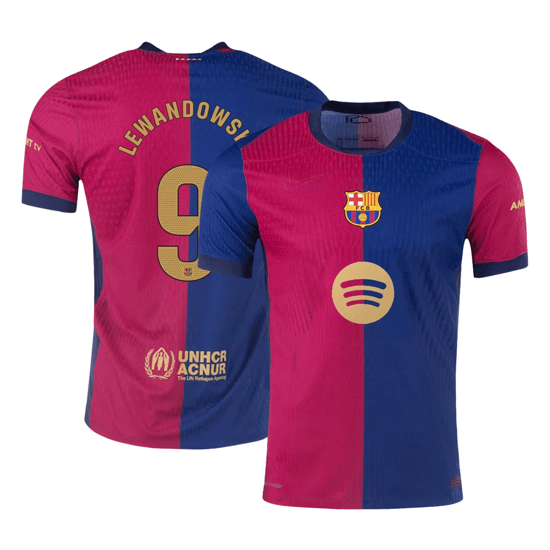 LEWANDOWSKI #9 Barcelona Home Player Version Jersey - Spotify Logo Without Text