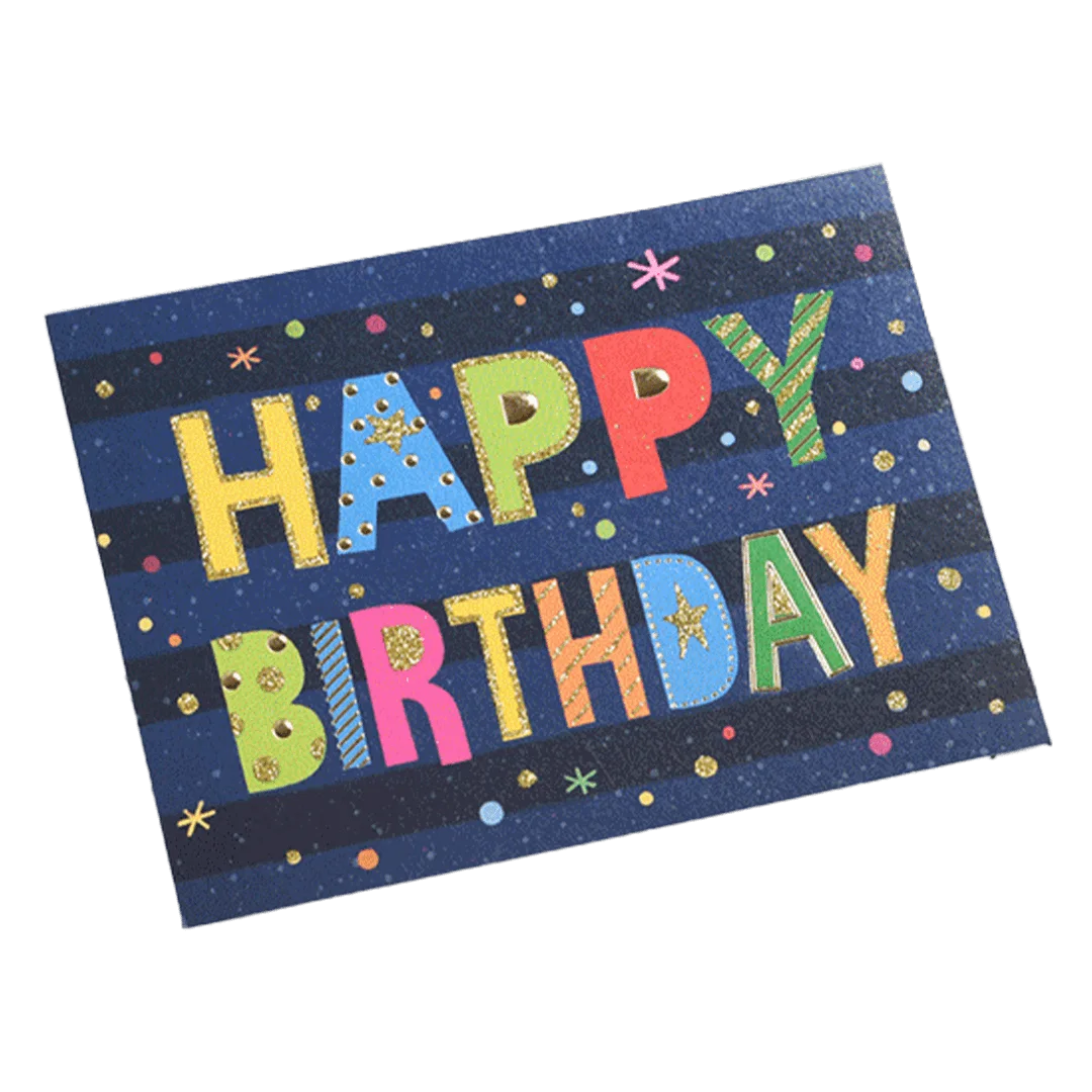 Custom Colored Letters Birthday Card Navy