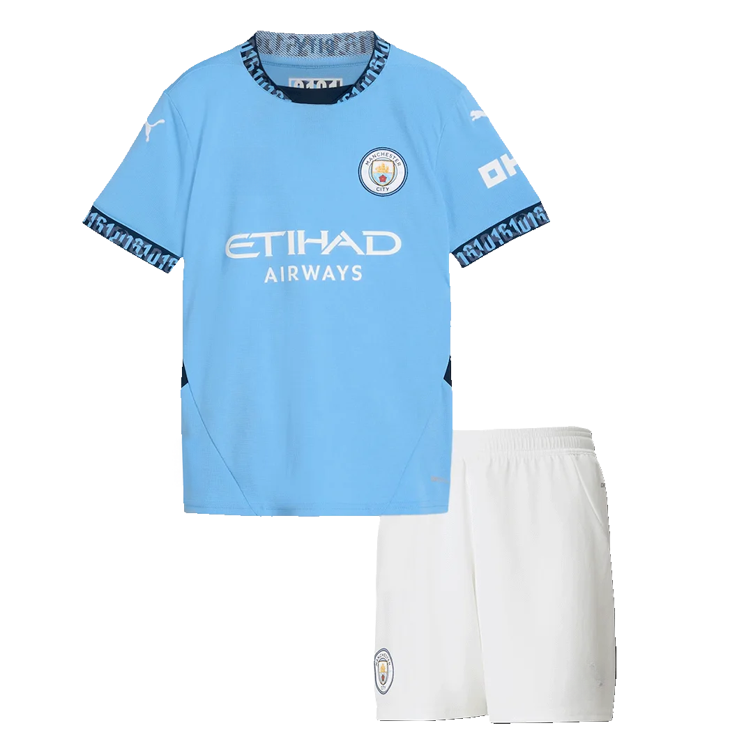 Manchester City Home Kids Soccer Jerseys Kit