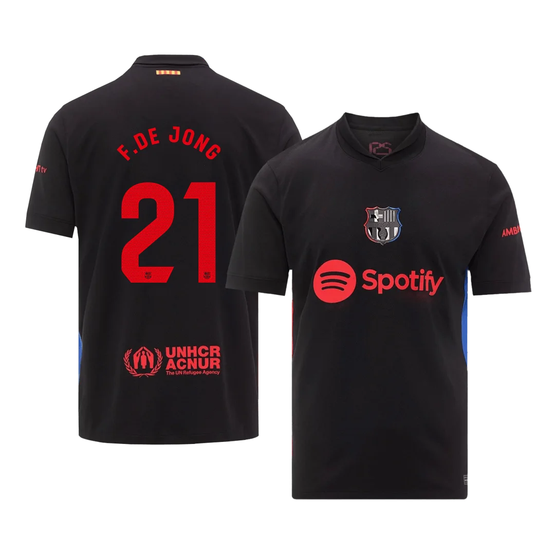 F.DE JONG #21 Barcelona Away Soccer Jersey - Spotify Logo Without Text