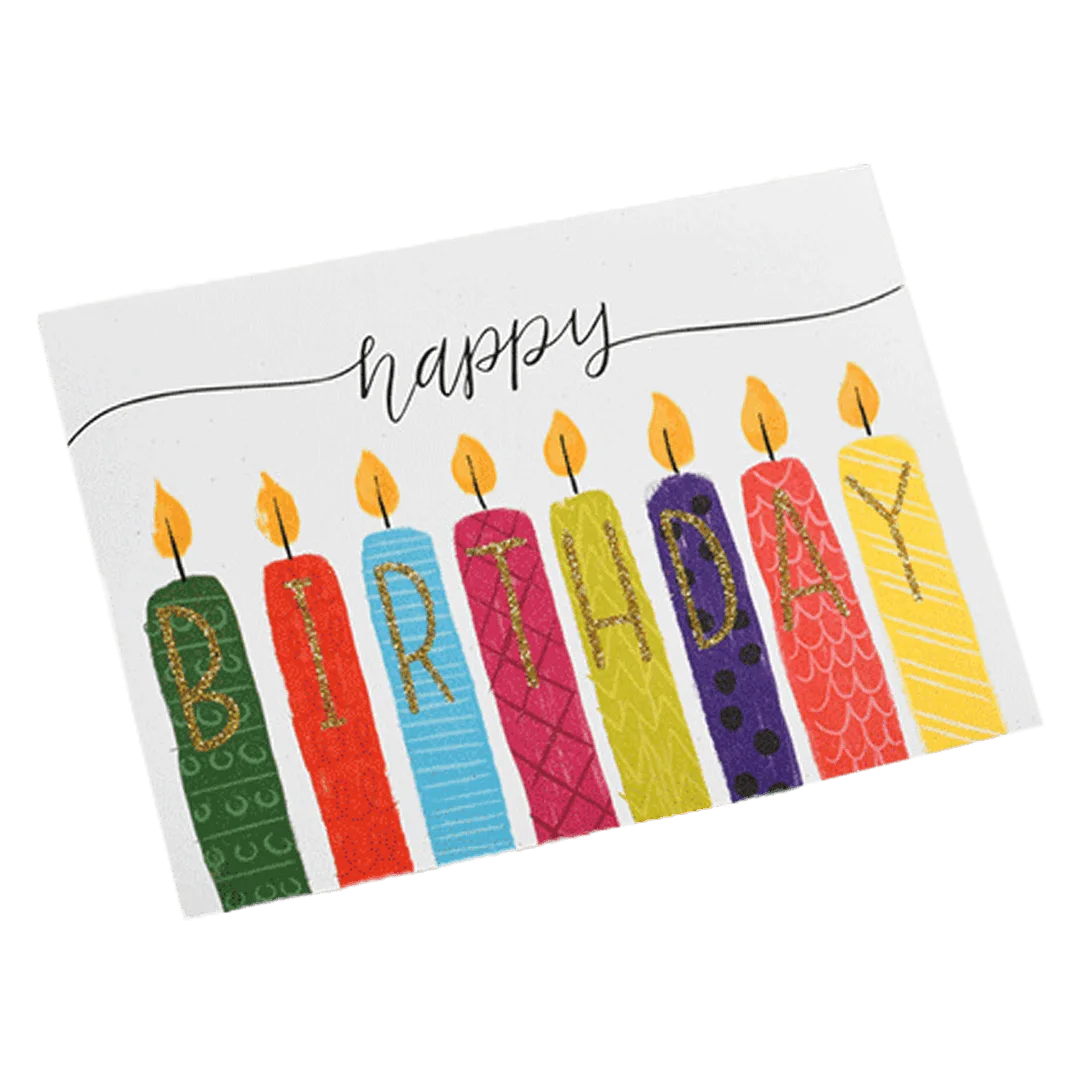 Custom Colorful Candle Birthday Card White