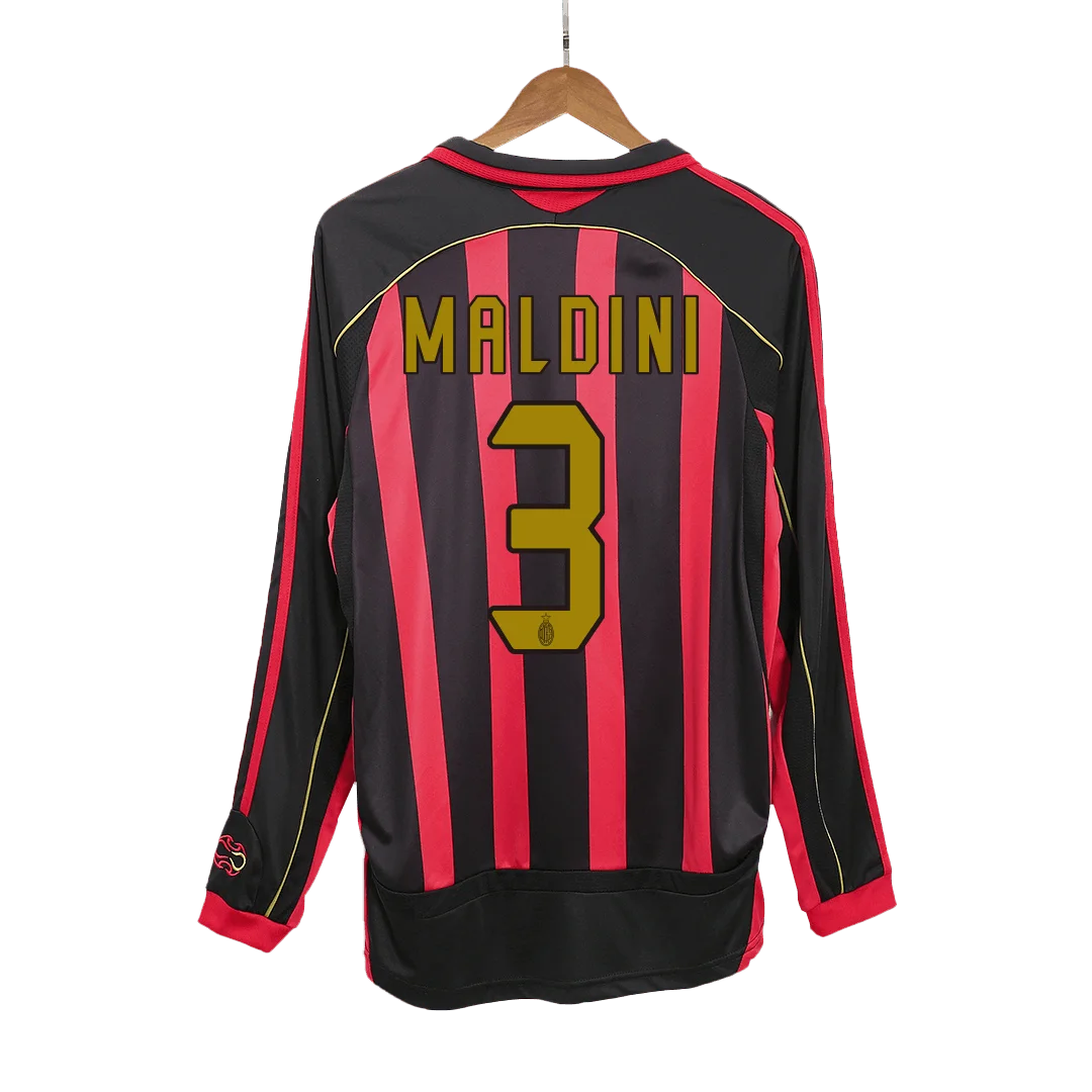 Retro Soccer Jersey MALDINI #3 AC Milan Home Long Sleeve 2006/07