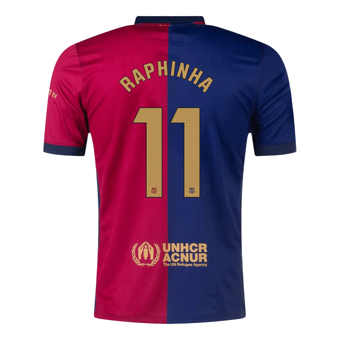 RAPHINHA #11 Barcelona Home Soccer Jersey – Spotify Logo Without Text