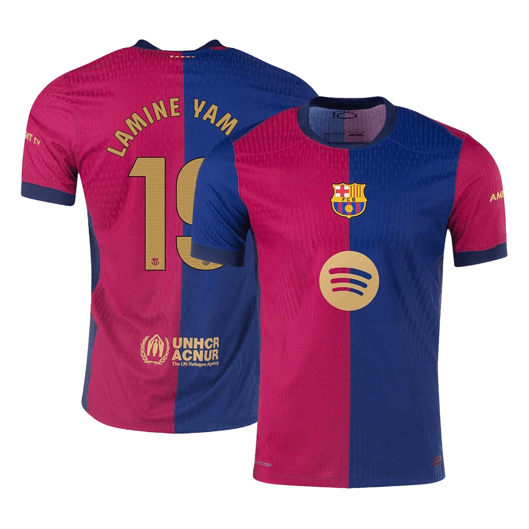 LAMINE YAMAL #19 Barcelona Home Player Version Jersey - Spotify Logo Without Text