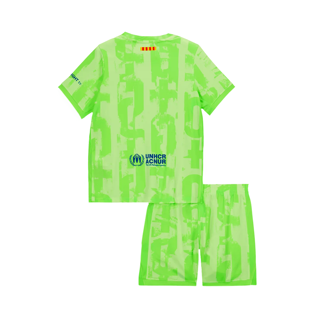 Barcelona Third Away Kids Soccer Jerseys Kit – UCL (Spotify Logo Without Text)