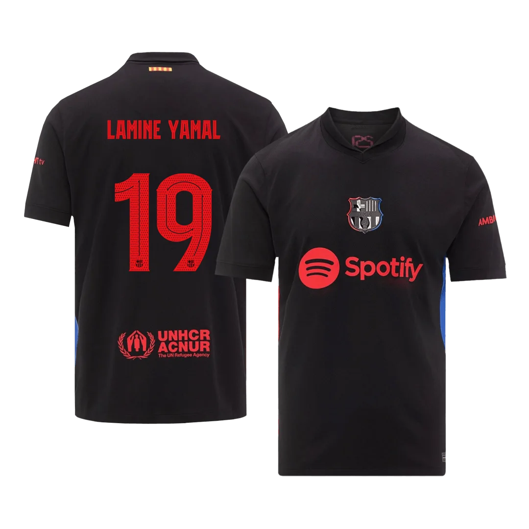 LAMINE YAMAL #19 Barcelona Away Soccer Jersey -UCL (Spotify Logo Without Text)