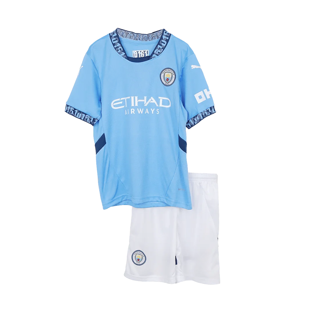 Manchester City Home Kids Soccer Jerseys Kit