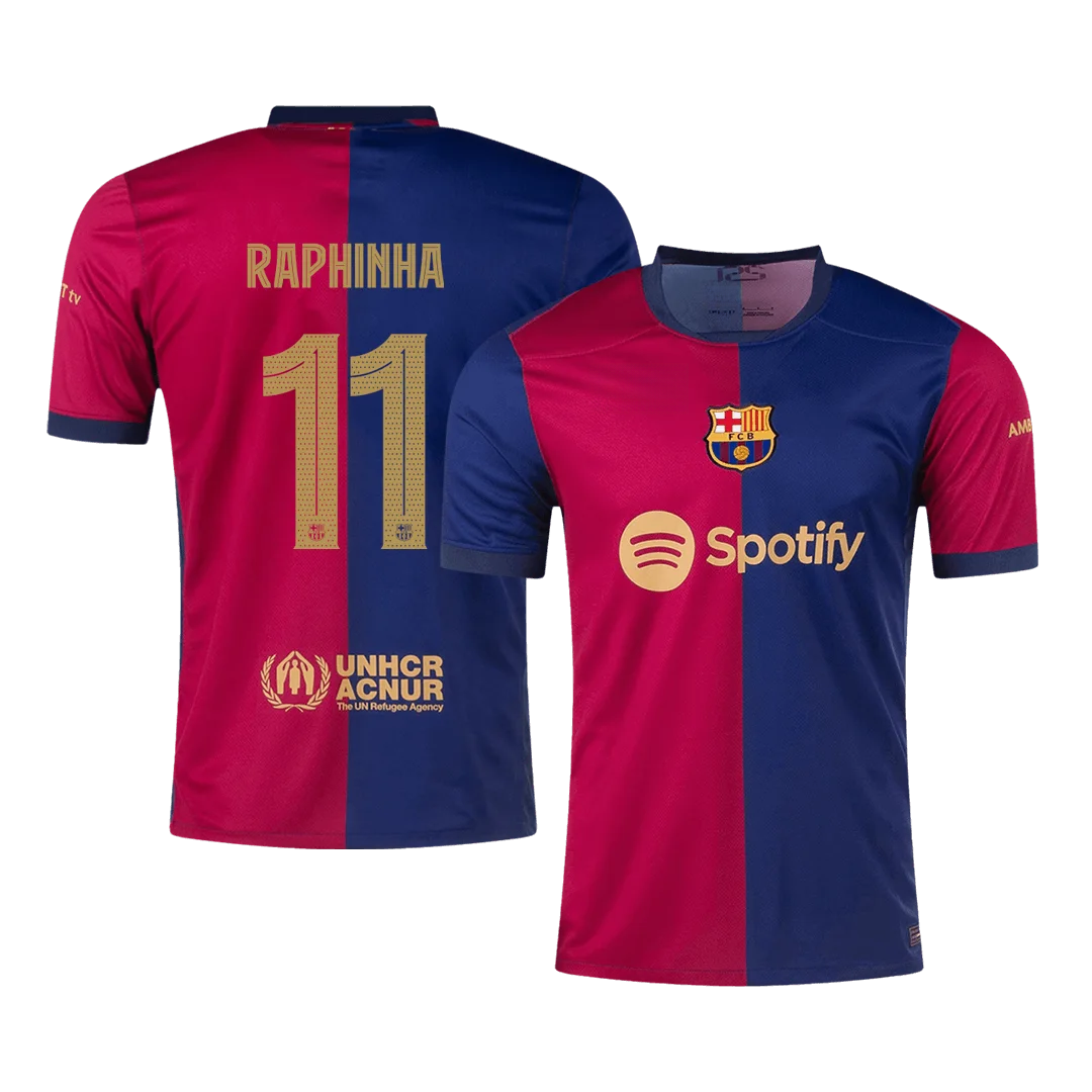 RAPHINHA #11 Barcelona Home Soccer Jersey -UCL