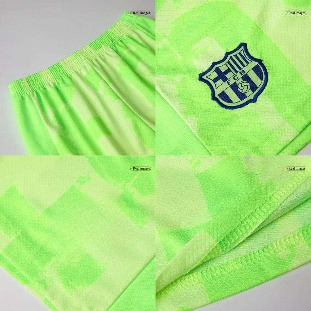 Barcelona Third Away Kids Soccer Jerseys Kit – UCL (Spotify Logo Without Text)