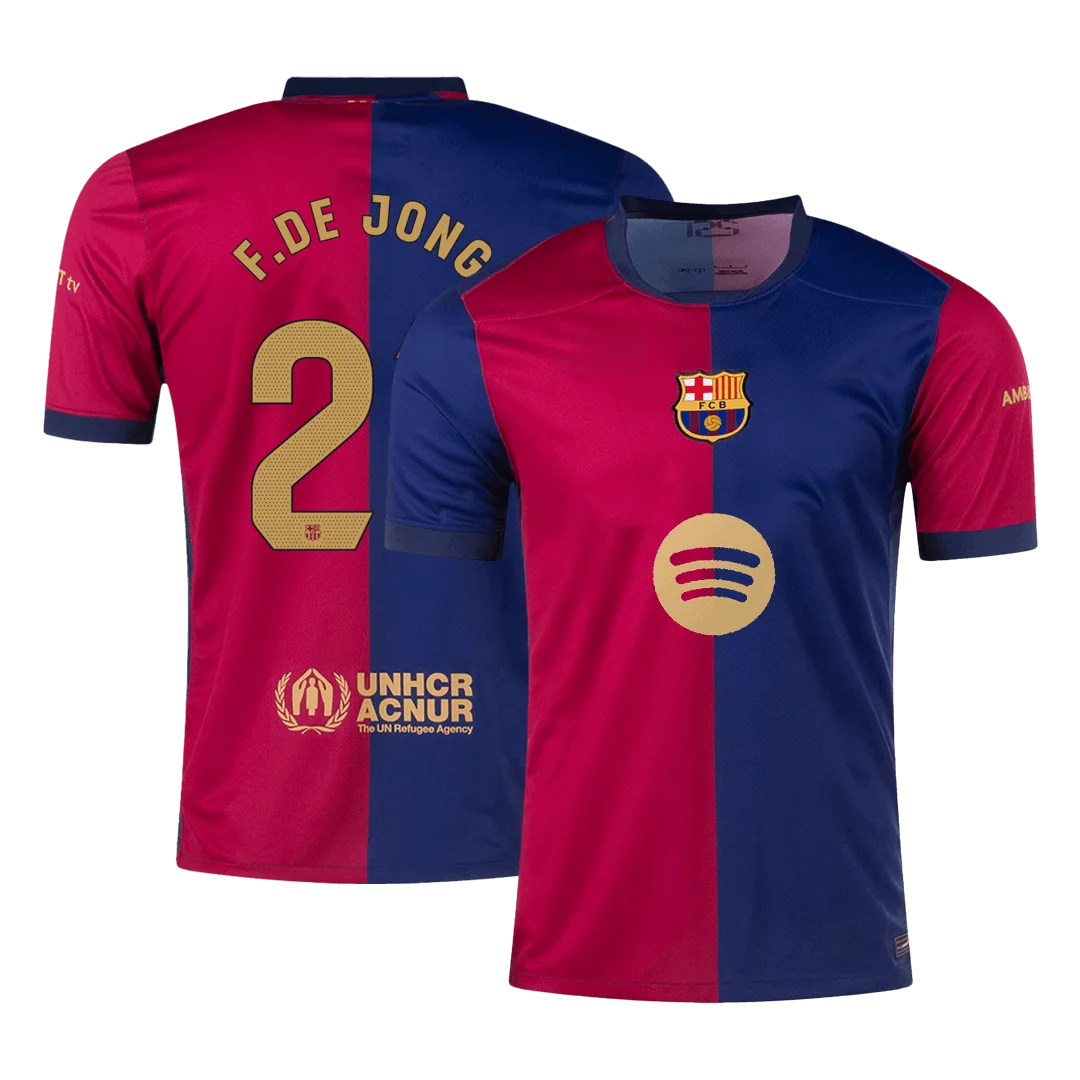 F.DE JONG #21 Barcelona Home Soccer Jersey - Spotify Logo Without Text