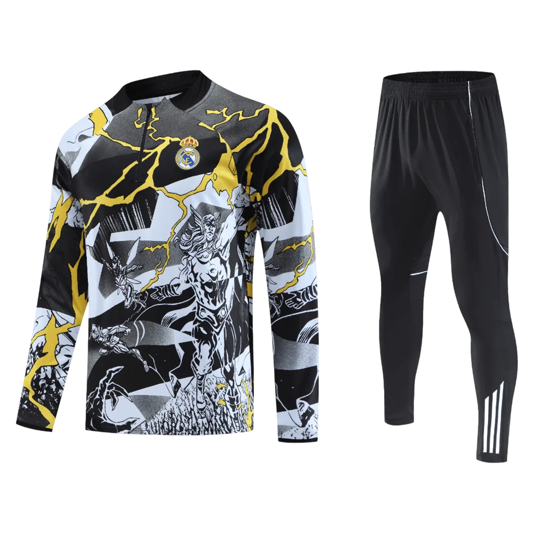Real Madrid 1/4 Zip Tracksuit 2025/26 Kids Black