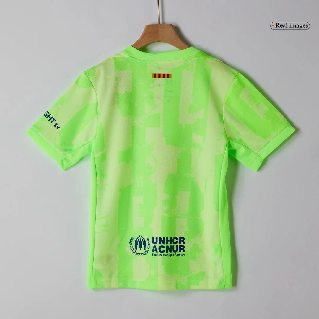 Barcelona Third Away Kids Soccer Jerseys Kit – UCL (Spotify Logo Without Text)