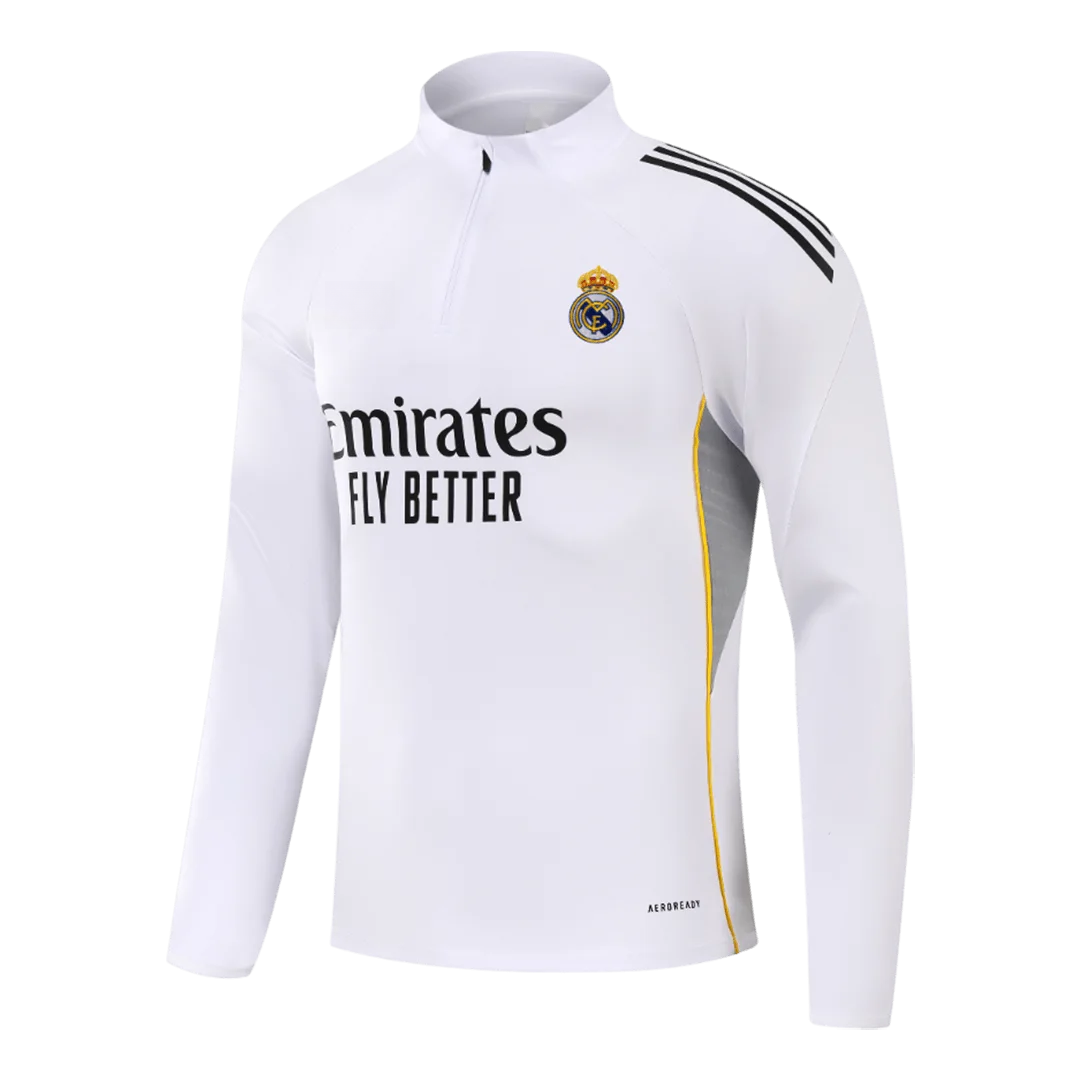 Real Madrid 1/4 Zip Tracksuit 2025/26 Kids White