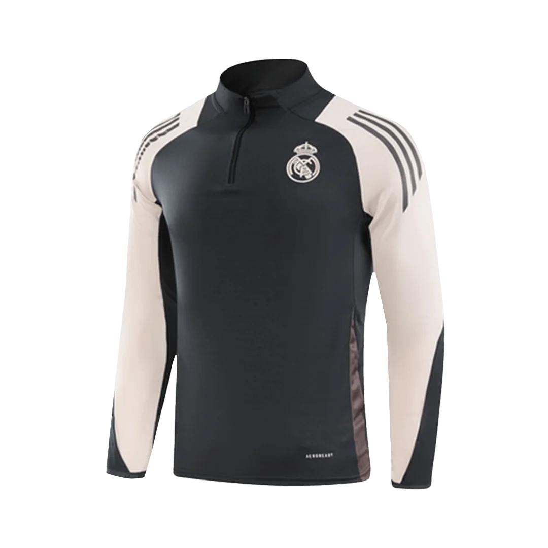 Real Madrid 1/4 Zip Tracksuit Gray