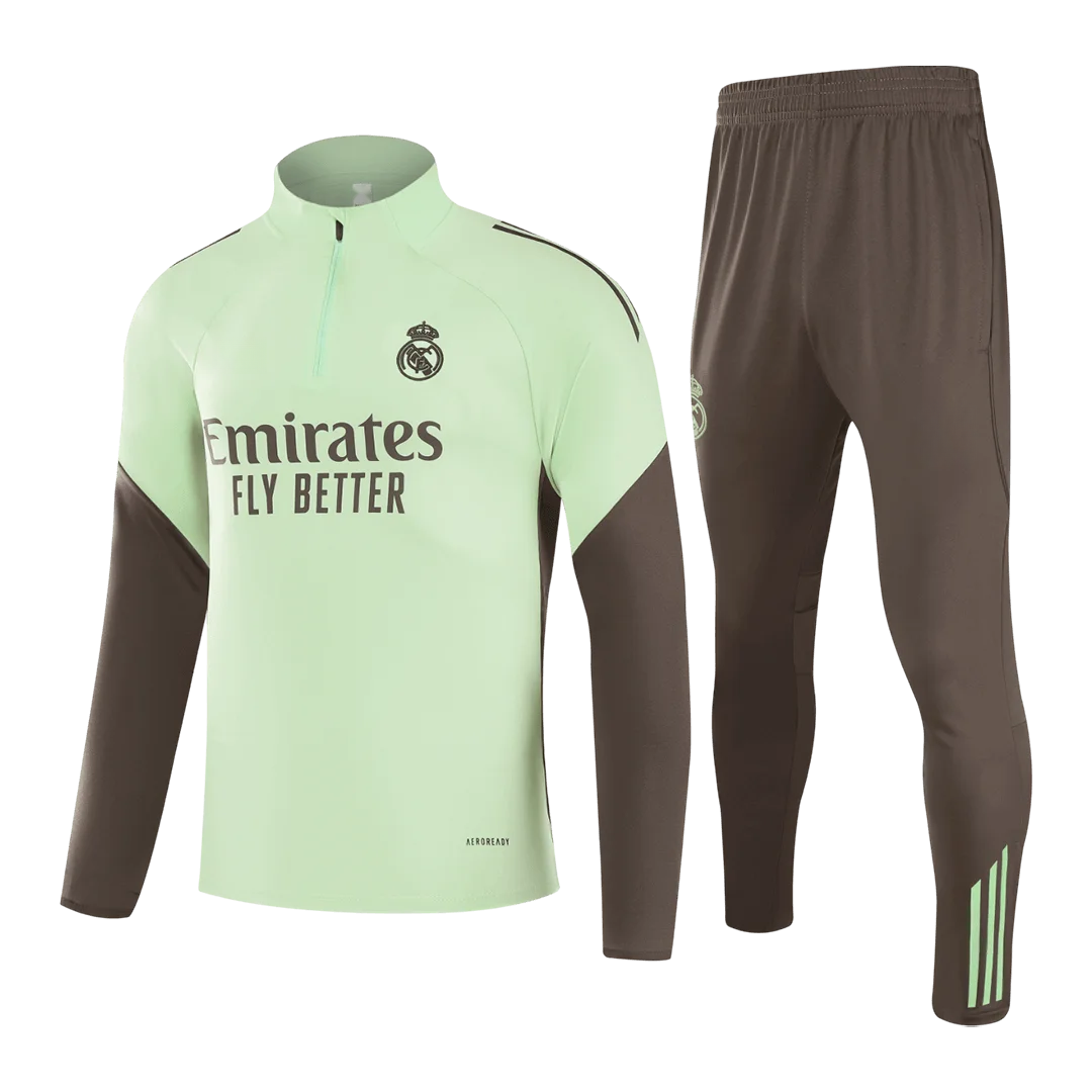 Real Madrid 1/4 Zip Tracksuit 2025/26 Kids Green