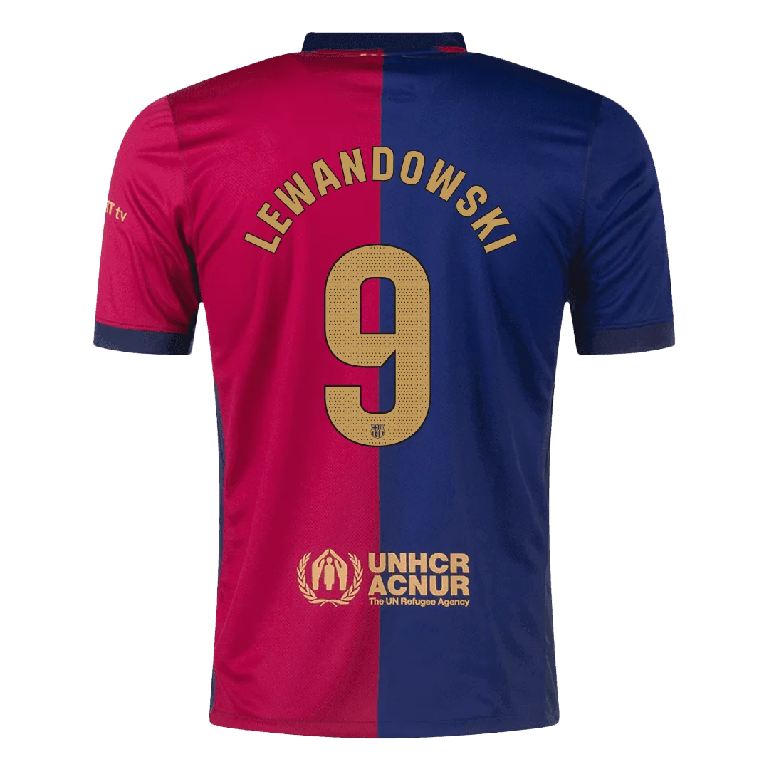 LEWANDOWSKI #9 Barcelona Home Soccer Jersey – Spotify Logo Without Text