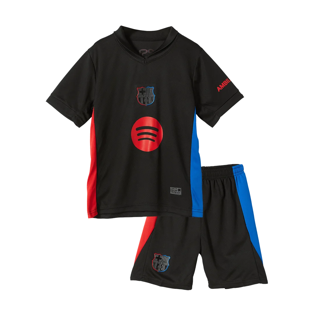 Barcelona Away Kids Soccer Jerseys Kit- Spotify Logo Without Text