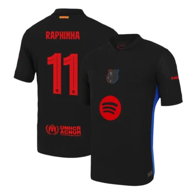 RAPHINHA #11 Barcelona Camisa II Jogador - UCL (logotipo do Spotify sem texto)
