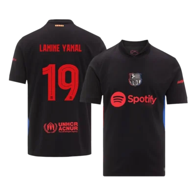 LAMINE YAMAL #19 Barcelona Camisa II -UCL (logotipo do Spotify sem texto)